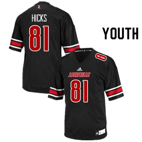 Youth #81 Cataurus Hicks Louisville Cardinals College Football Jerseys Stitched Sale-Black - Click Image to Close